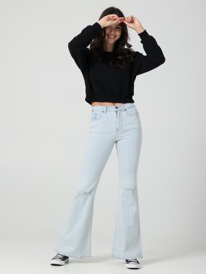 WOMEN'S VINTAGE MODERN HIGH RISE FLARE JEAN  IN OFF FLIGHTS DX
