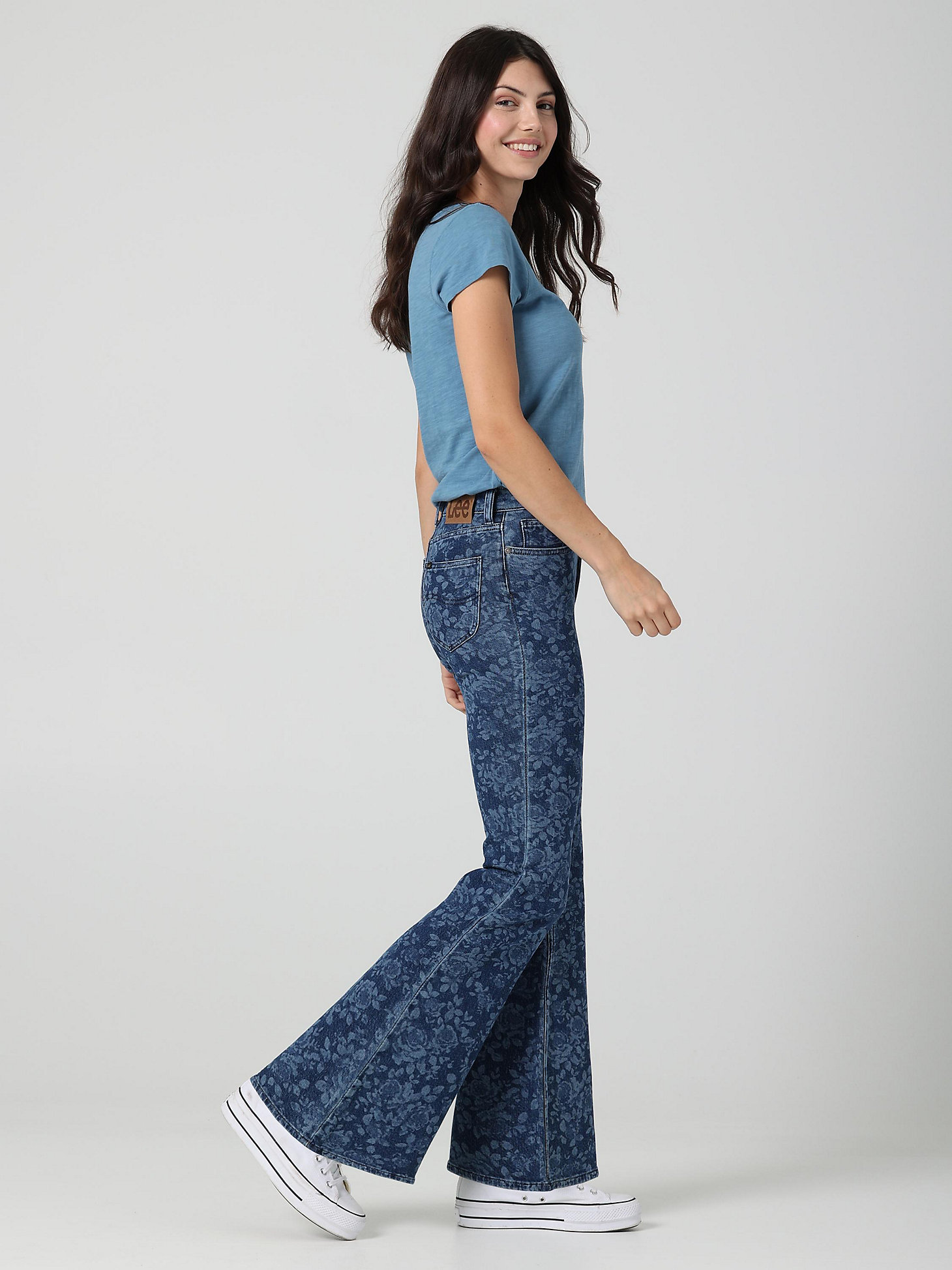 Women's Vintage Modern High Rise Flare Jean  in Floral Laser alternative view 2