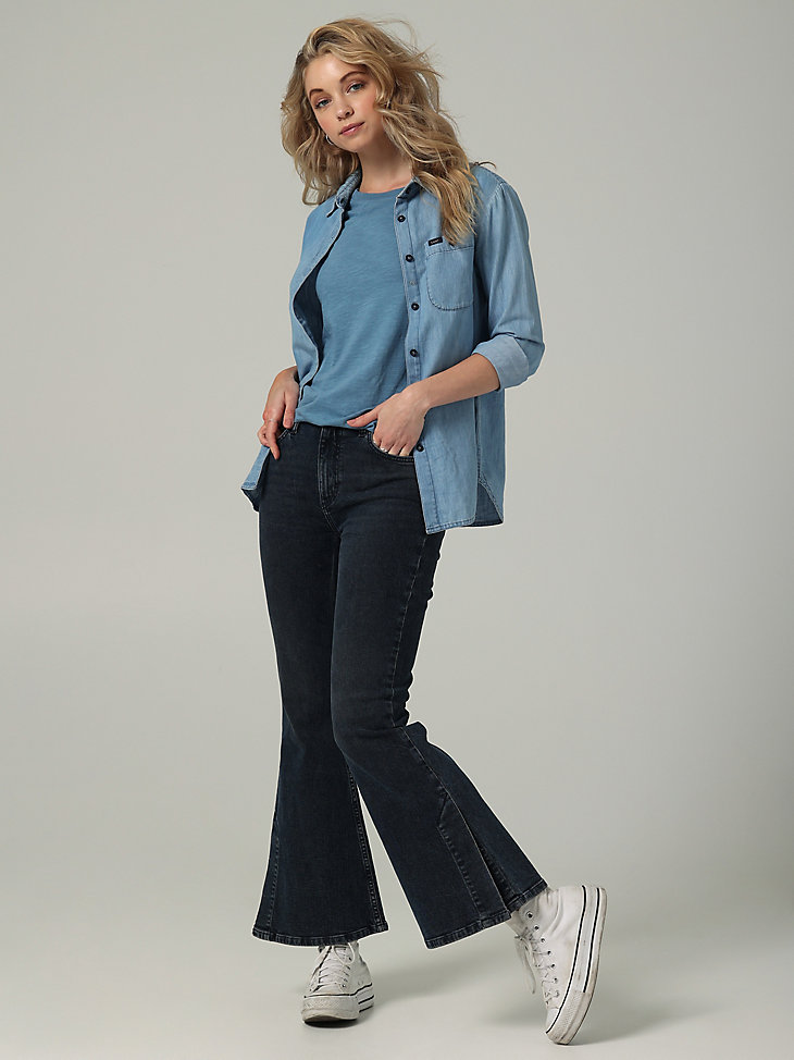 Women's Lee European Collection High Rise Split Flare Jean in Smokey Indigo main view