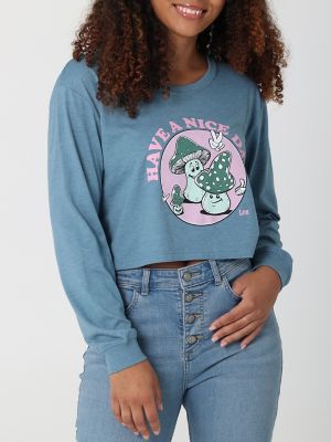 Women s Have a Nice Day Boyfriend Crop Long Sleeve Graphic Tee