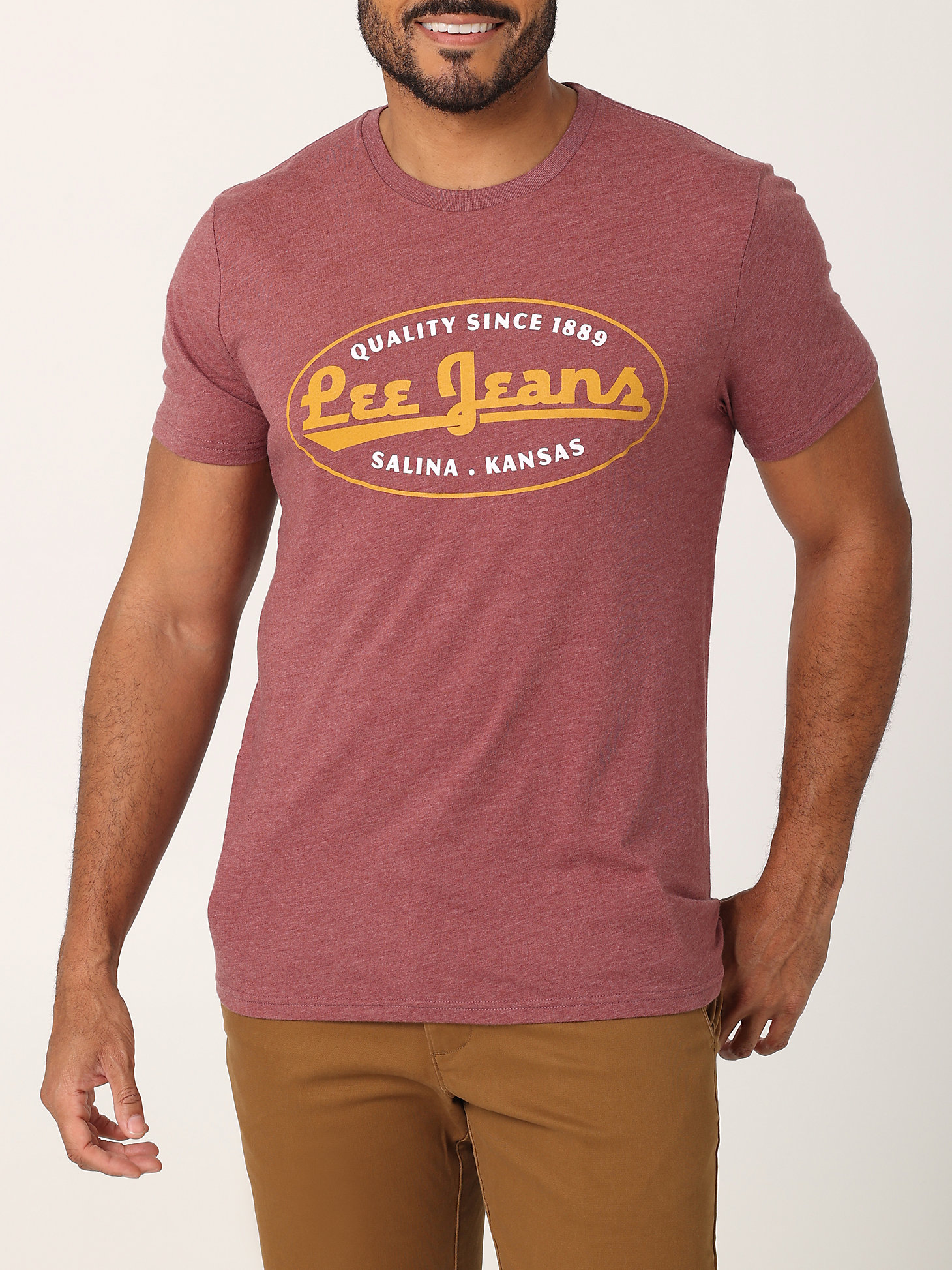 Men's Lee Service Patch Logo Tee in Burgundy Heather main view
