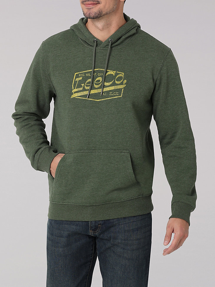 Men's Patent Plate Logo Hoodie in Black Forest Heather main view