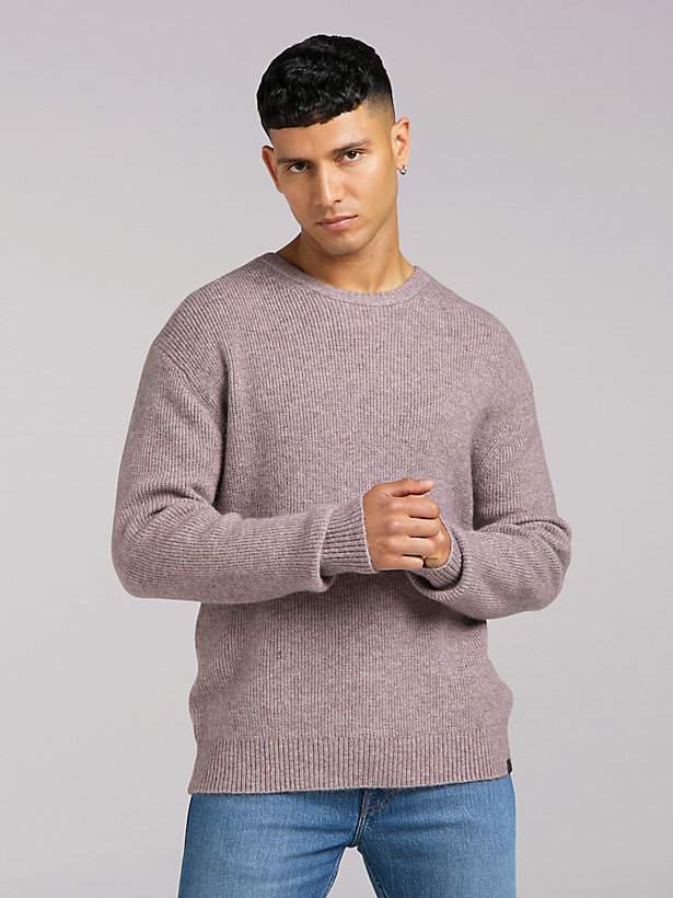 Men's Lee European Collection Ribbed Crew Neck Sweater in Purple Storm