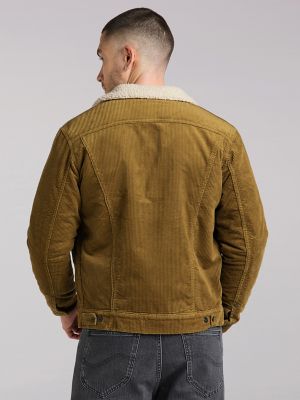 MEN'S LEE EUROPEAN COLLECTION CORDUROY SHERPA LINED RIDER JACKET IN TUMBLEWEED