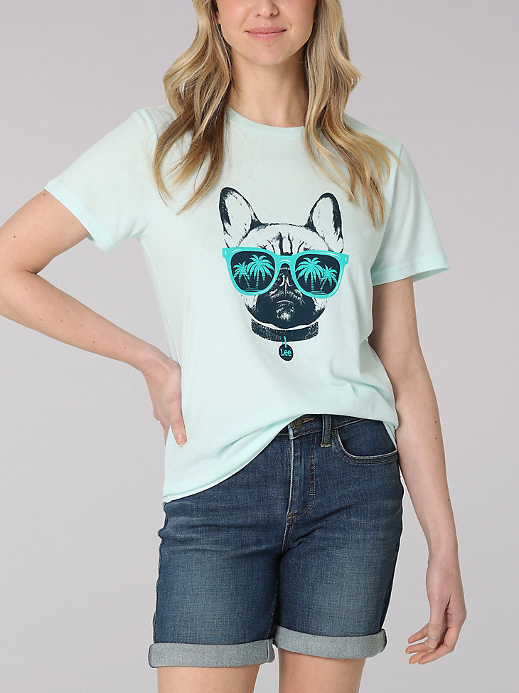 Women's Lee Dog In Sunglasses Graphic Tee in Skyway Heather main view