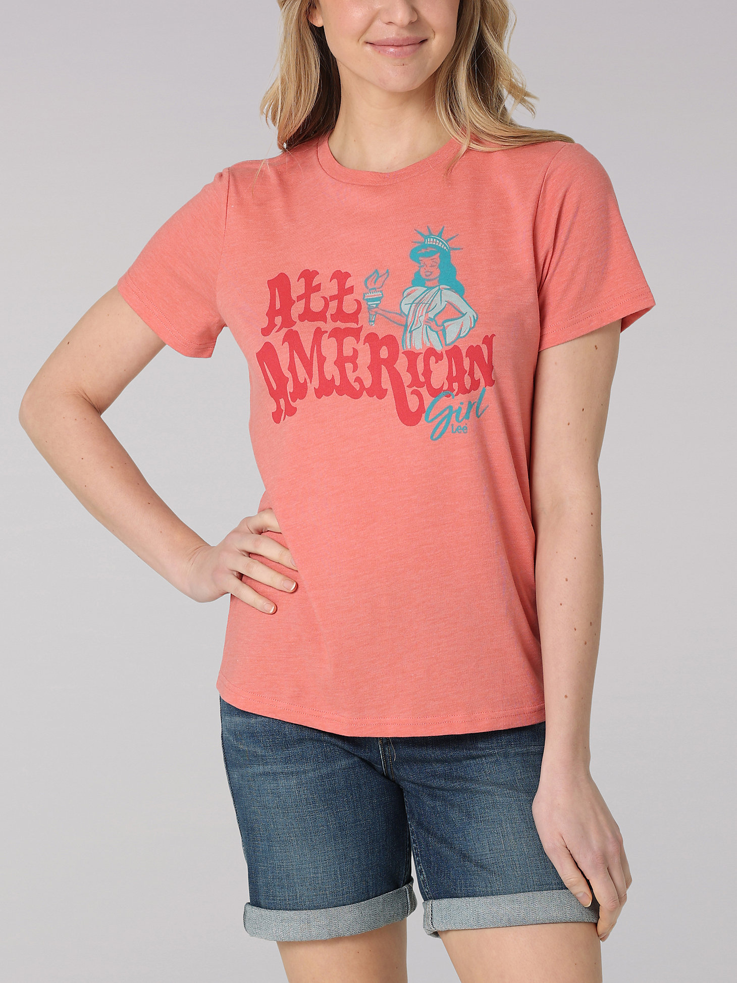 Women's Lee All American Graphic Tee in Envy Heather main view