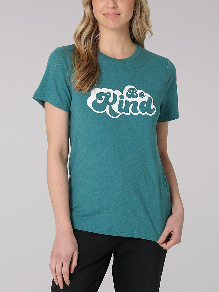 Women's Lee Be Kind Graphic Tee in Midway Teal Heather main view
