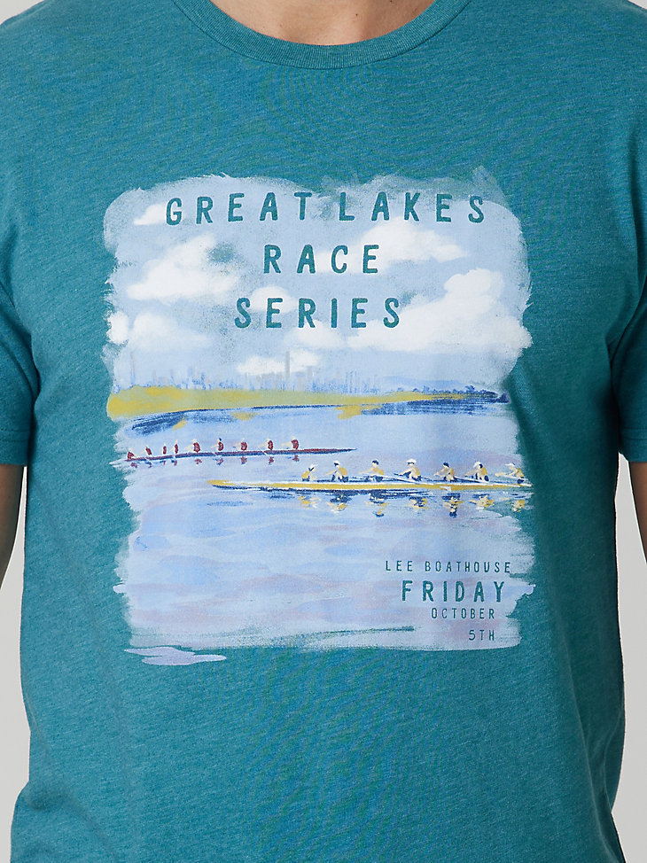 Men's Great Lakes Race Graphic Tee in Teal Heather alternative view 2
