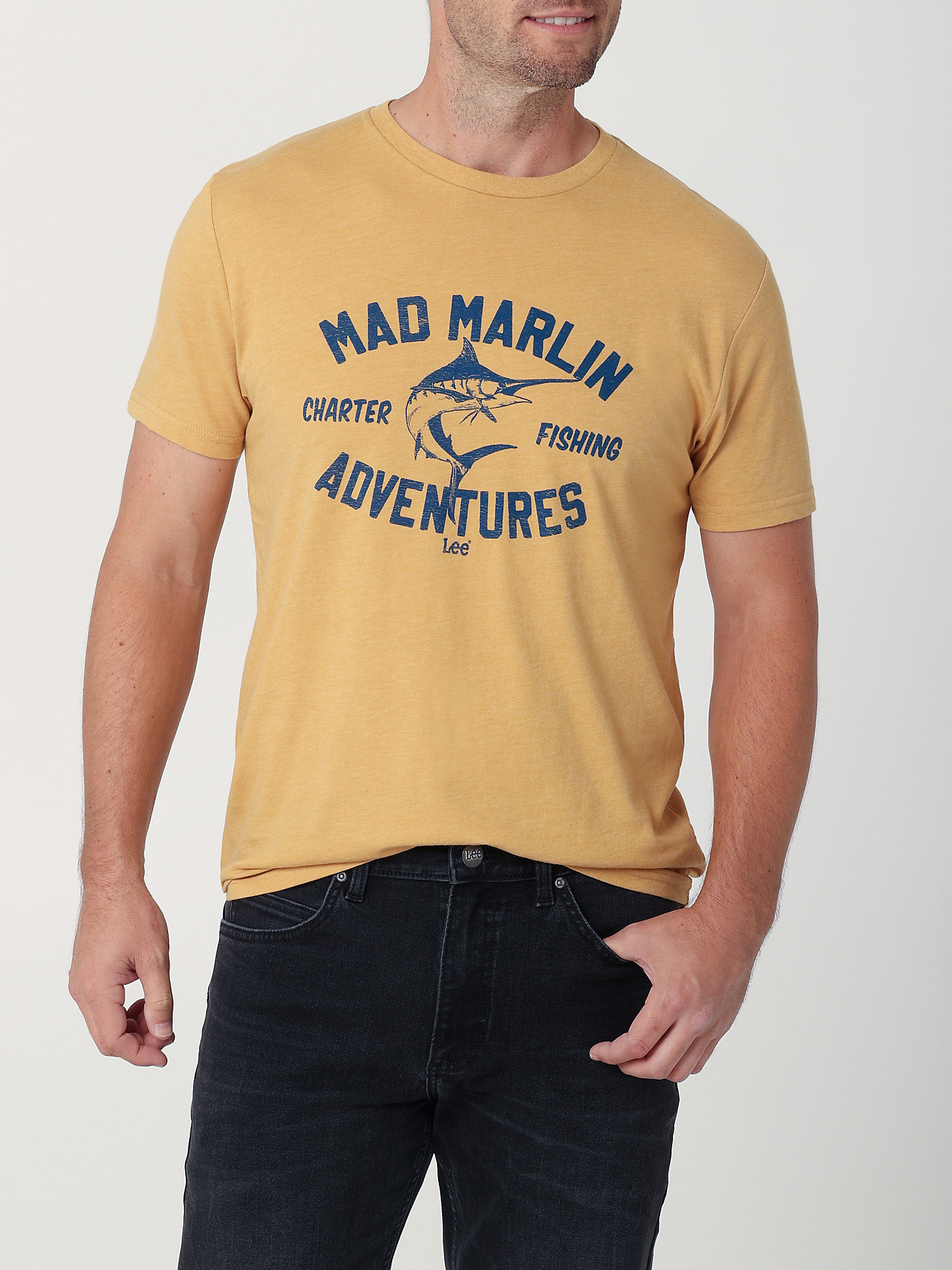 Men's Mad Marlin Graphic Tee in Pale Gold main view