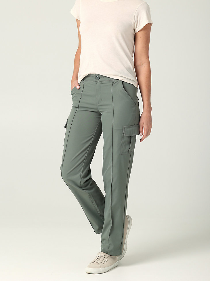 Women's Flex-to-Go Seamed Cargo Straight Leg Pant in Fort Green main view