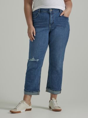 Just My Size Women's Plus Size 4 Pocket Pull on Rolled Cuff Denim