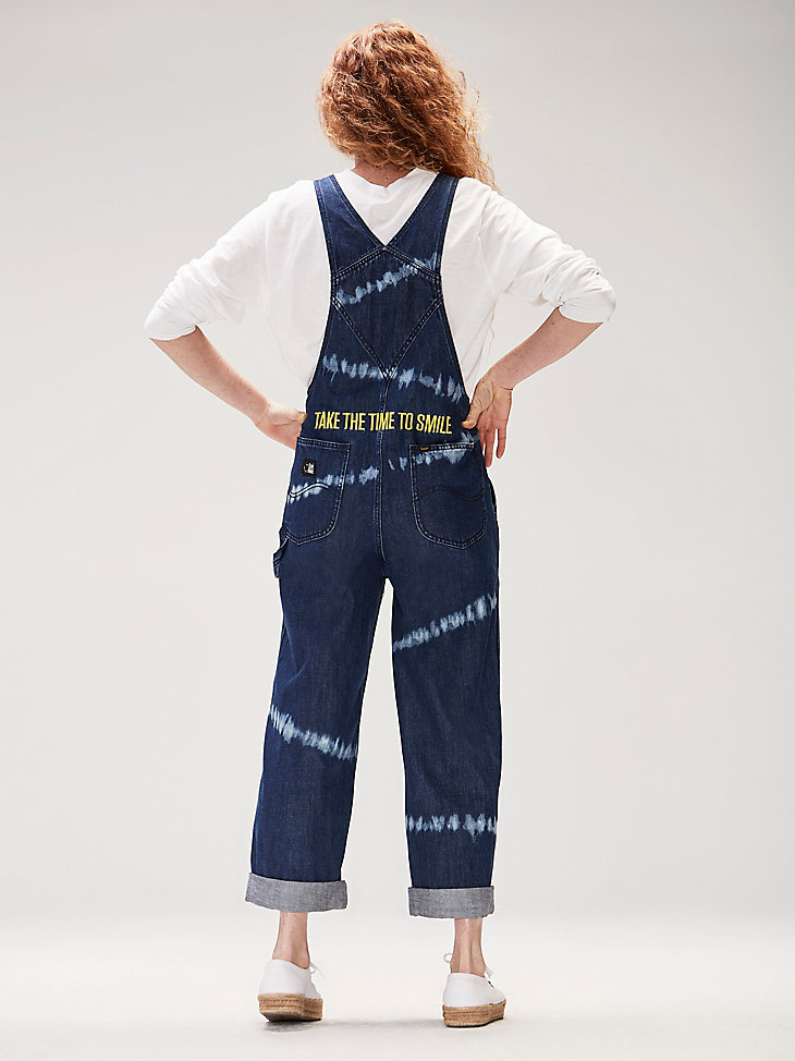 Women's Lee® X Smiley® Bleached Striped Dungaree Overall in Mid Dark Shade alternative view 2