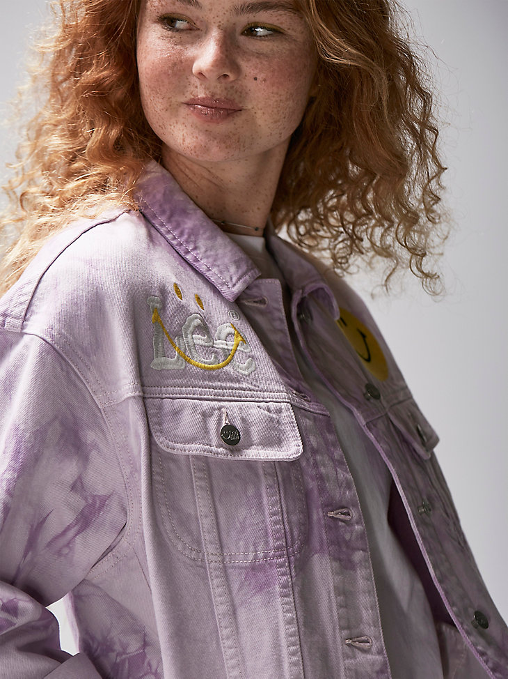 Women's Lee® x Smiley® Embroidered Tie-Dye Denim Jacket in Lavendula alternative view 2