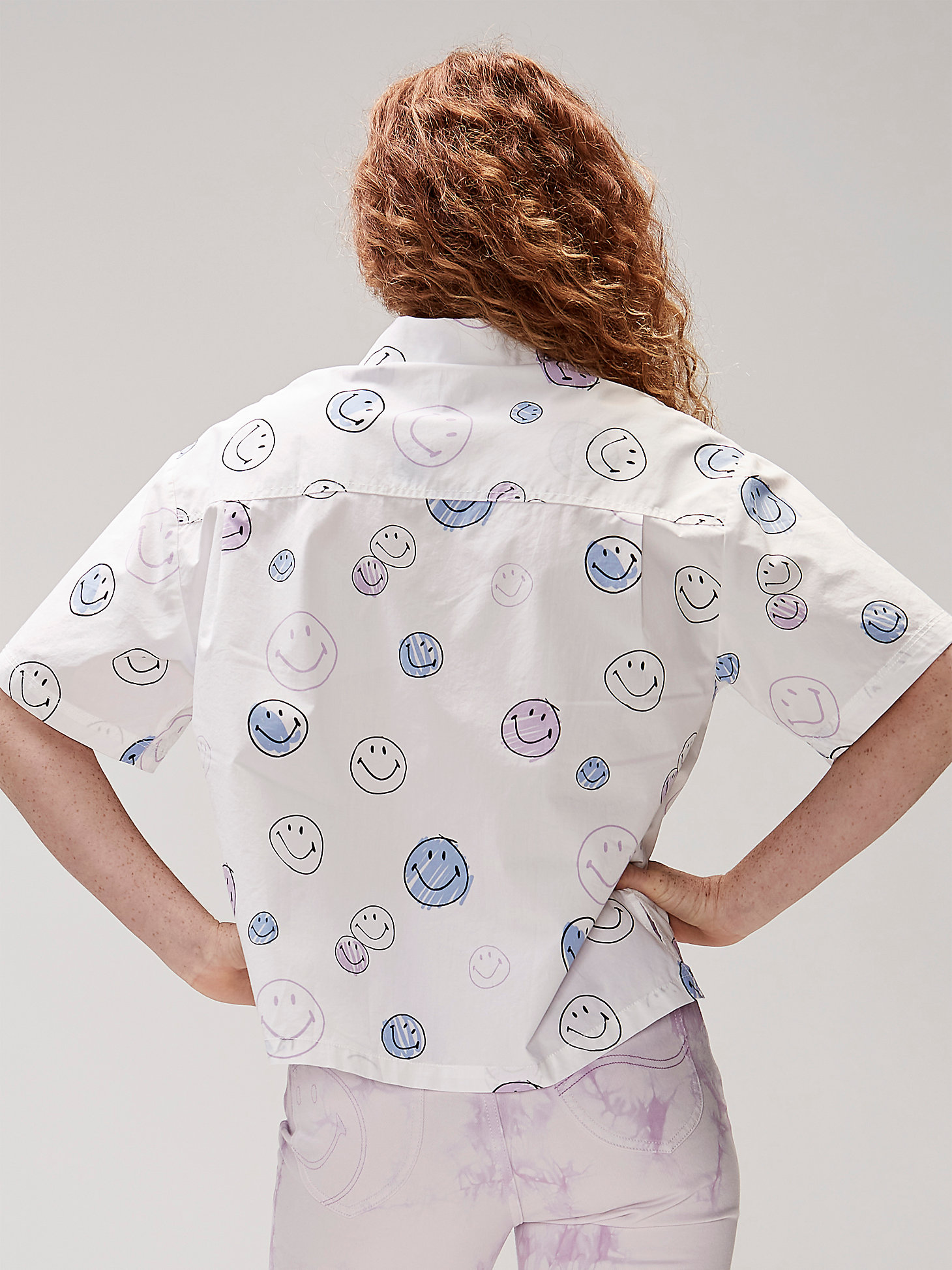 Women's Lee® x Smiley® Face Camp Shirt in White alternative view 2