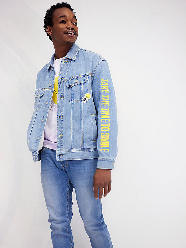 Men's Lee® x Smiley® Smiley Denim Jacket in Mid Light Shade main view
