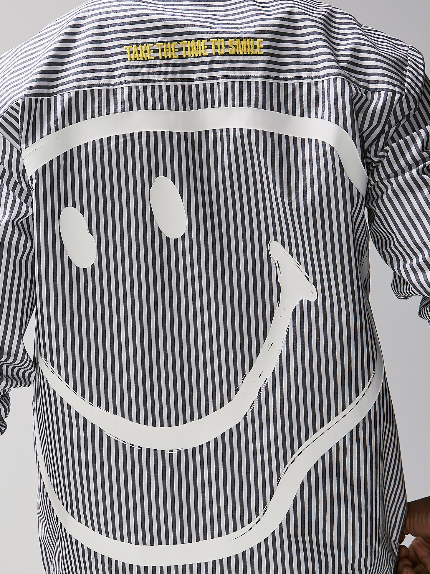 Men's Lee® X Smiley® Painted Smile Button Down Stripe Shirt in White alternative view 4
