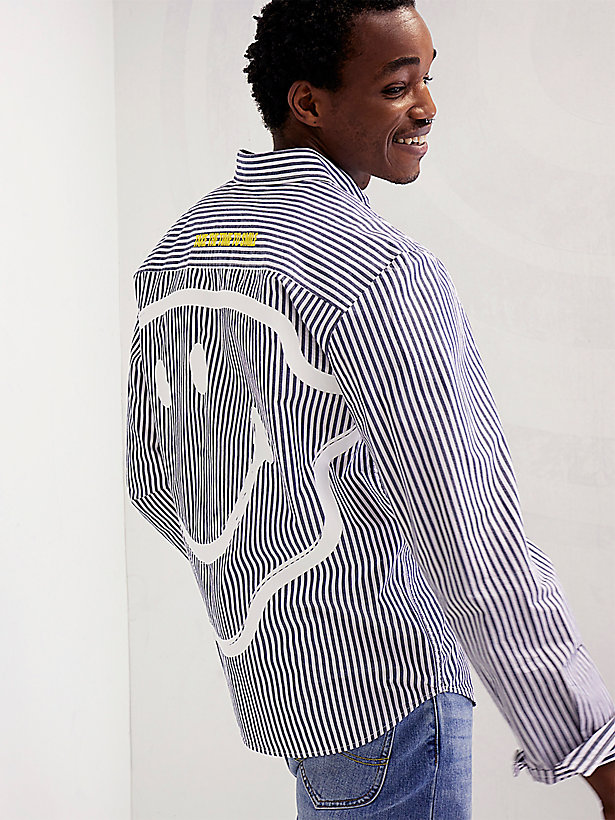 Men's Lee® X Smiley® Painted Smile Button Down Stripe Shirt