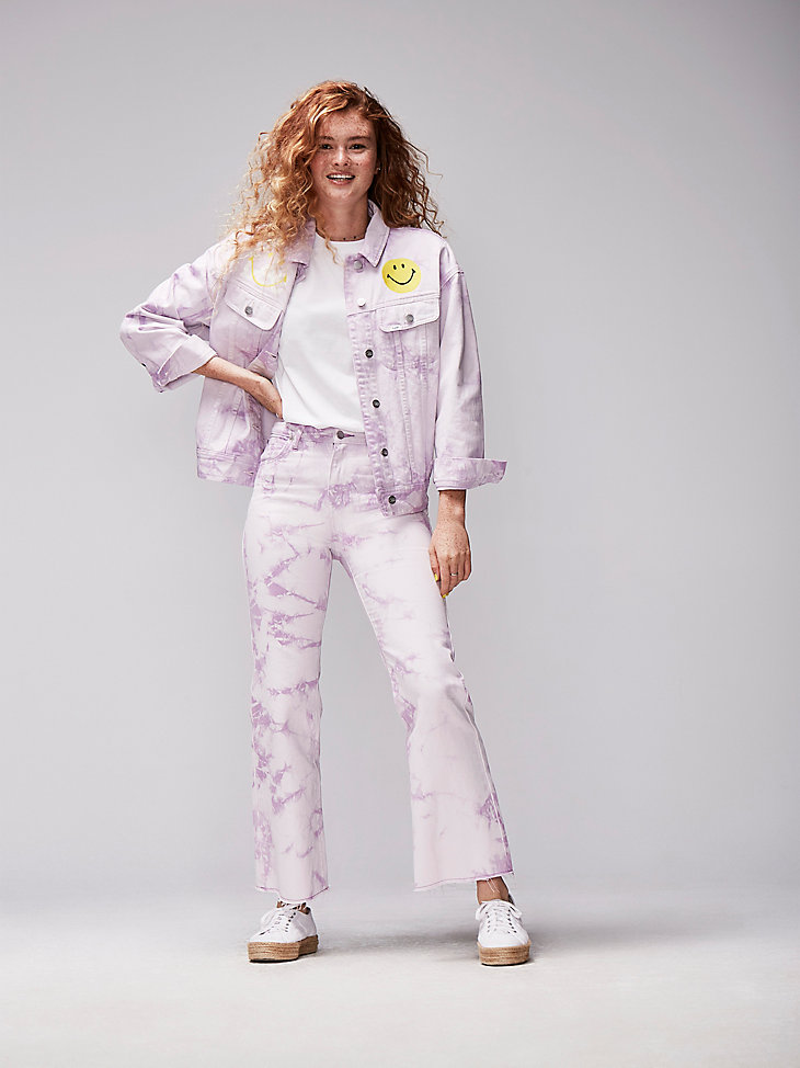 Women's Lee® x Smiley® Tie-Dye High Rise Flare Jean in Lavendula alternative view