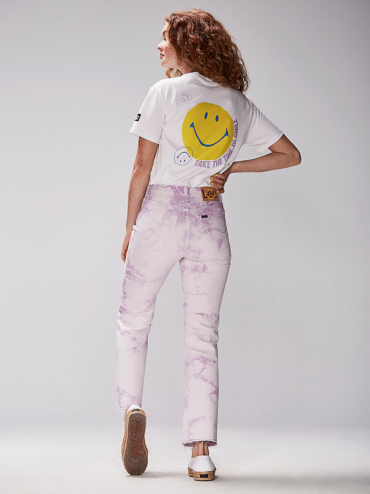 Women's Lee® x Smiley® Tie-Dye High Rise Flare Jean in Lavendula alternative view 3