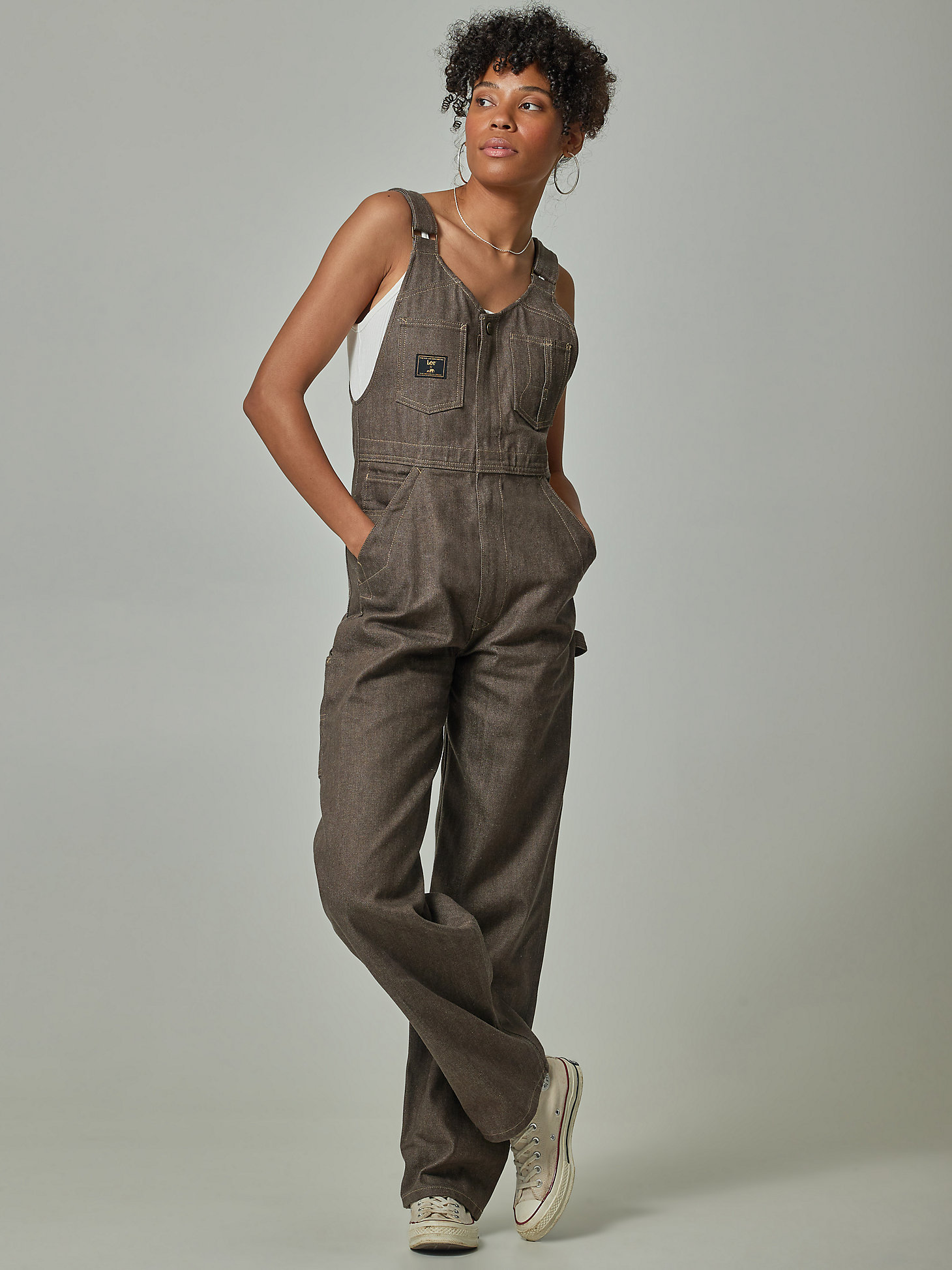 Women's Lee® x The Brooklyn Circus® Whizit Zip Bib Overall in Brown Selvedge main view