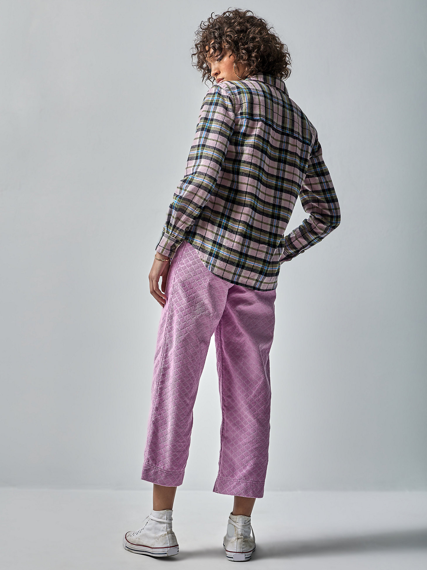 Women's Lee® x The Brooklyn Circus® Plaid Overshirt in Soft Misty Plaid alternative view 1