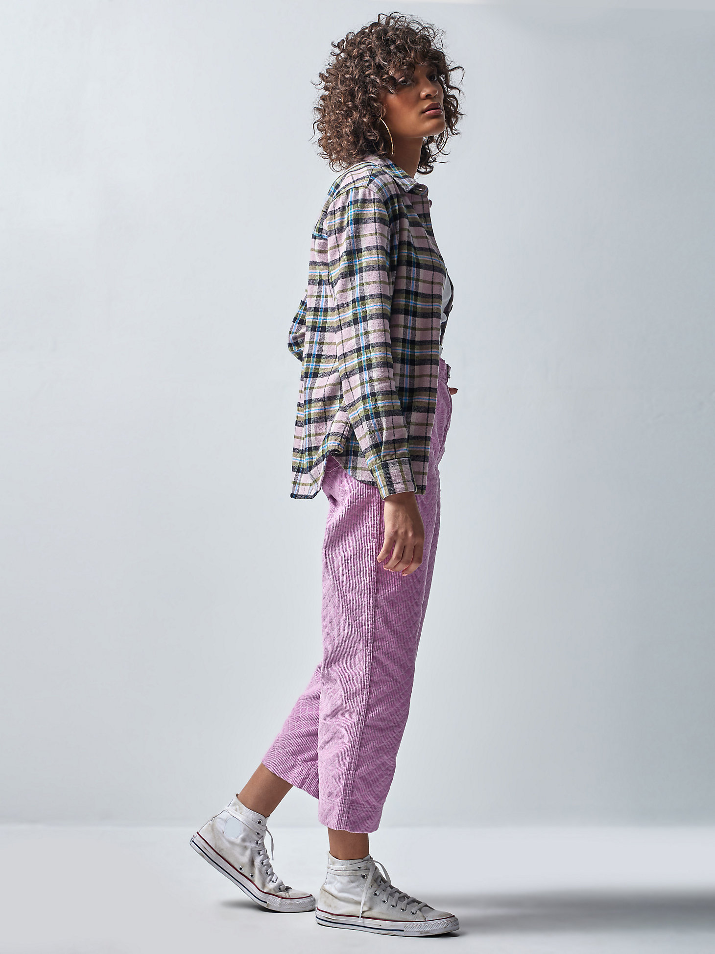 Women's Lee® x The Brooklyn Circus® Plaid Overshirt in Soft Misty Plaid alternative view 2