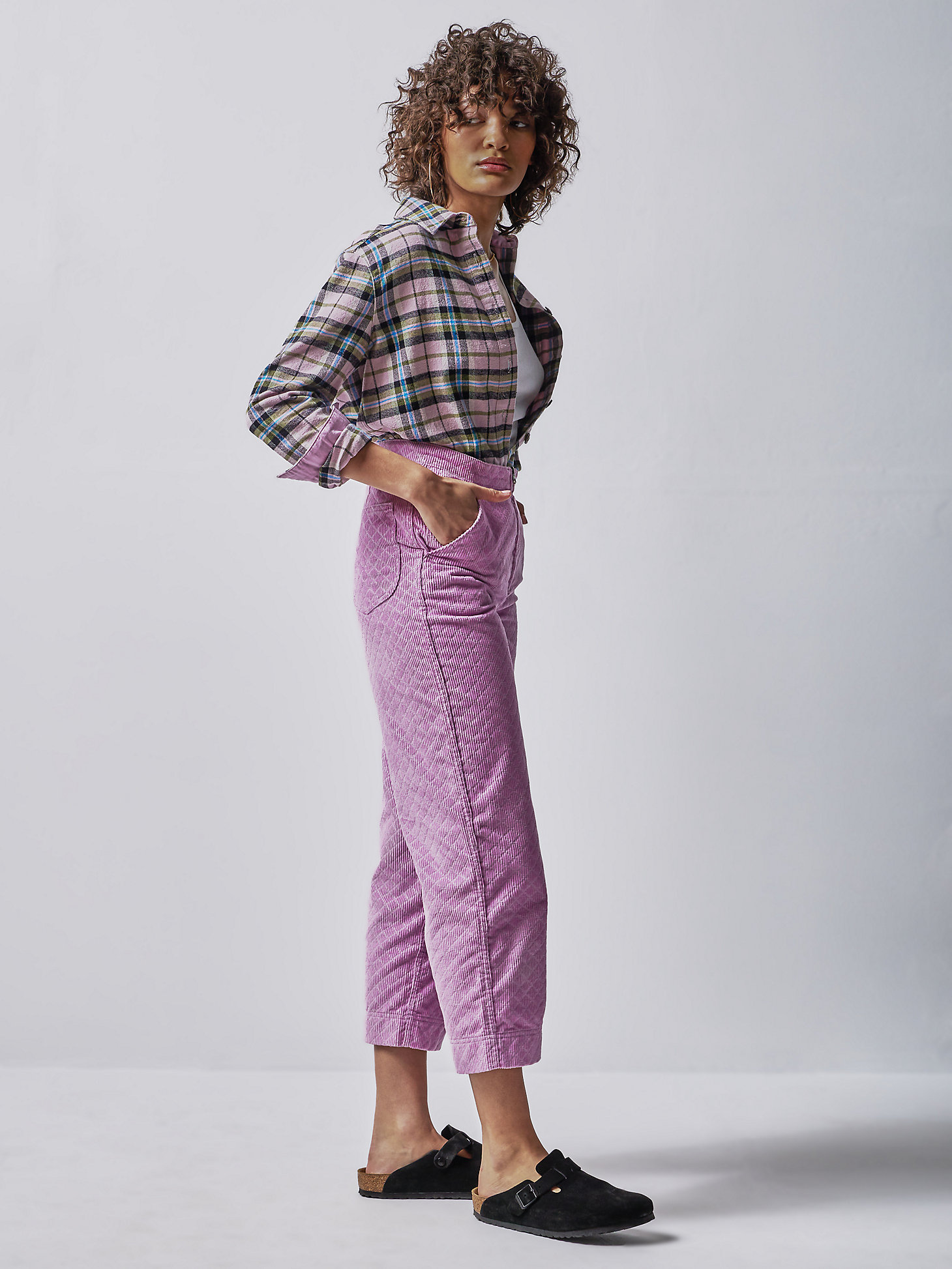 Women's Lee® x The Brooklyn Circus® Whizit Zip Corduroy Pant in Sugar Lilac alternative view 3