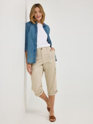 Women's Ultra Lux with Flex-to-Go Relaxed Cargo Capri in Pioneer Beige alternative view 7