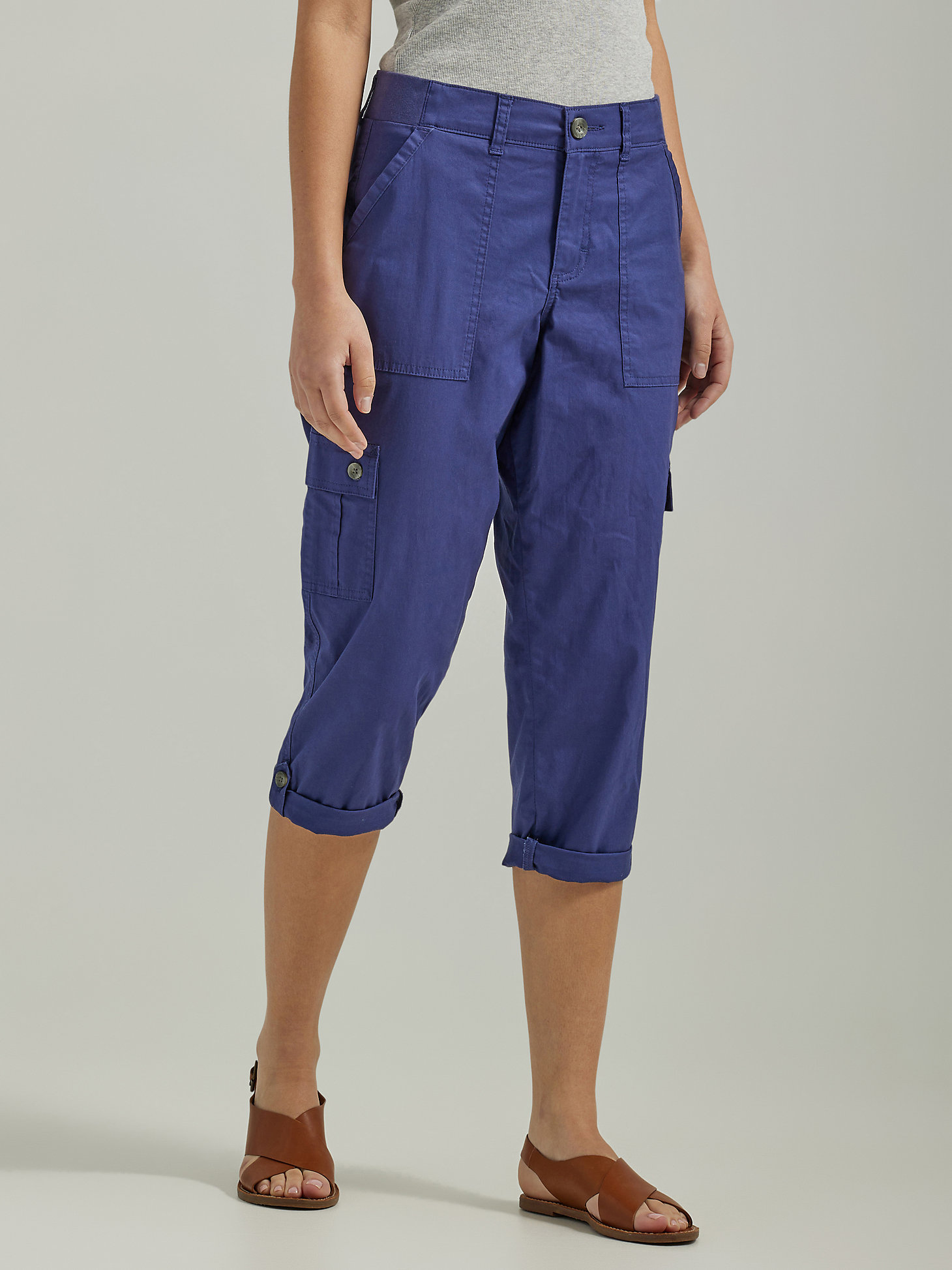 Women's Ultra Lux with Flex-to-Go Relaxed Cargo Capri in Medieval Blue main view