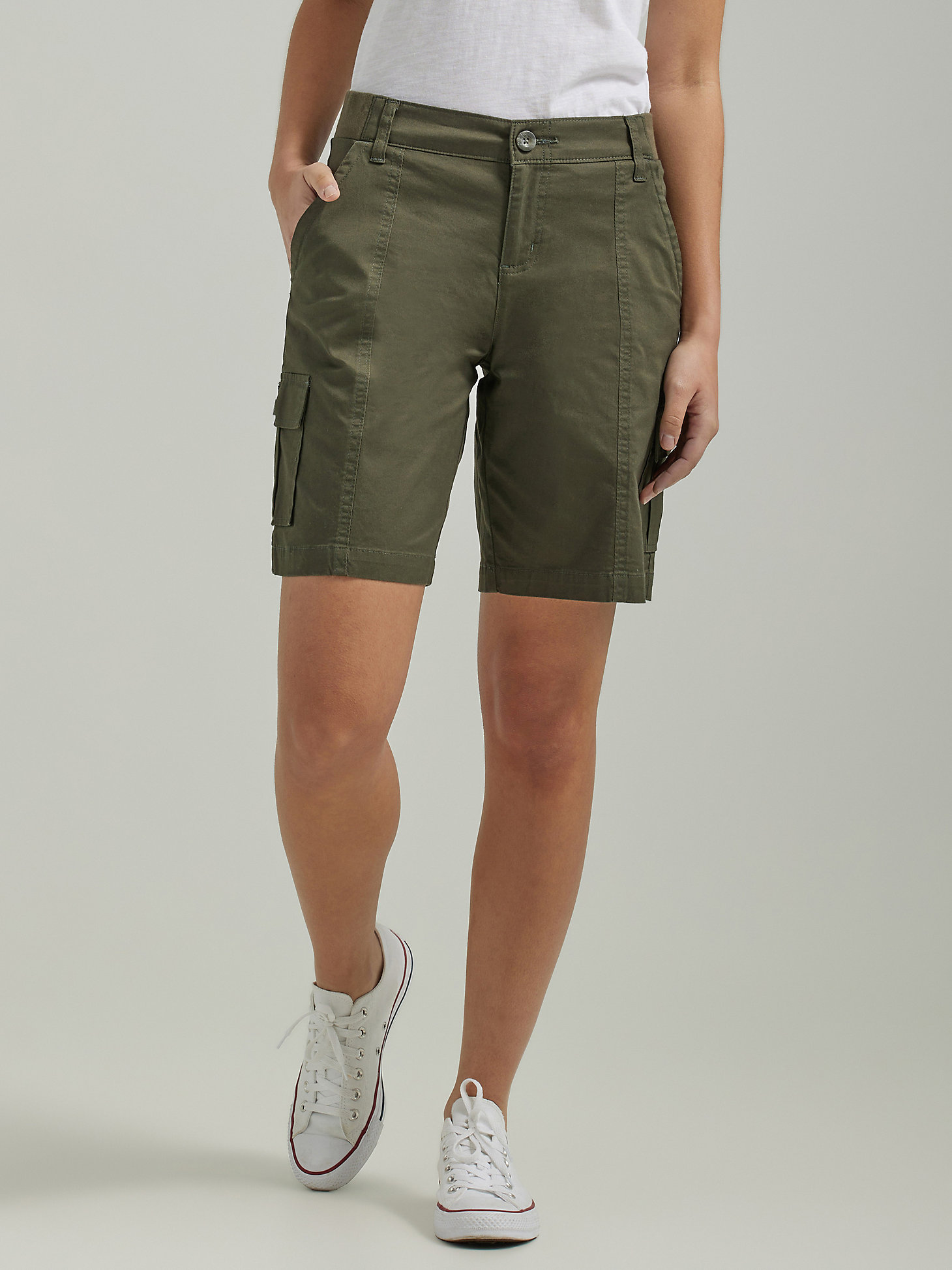 Women's Flex-to-Go Relaxed Fit Cargo Bermuda in Frontier Olive main view