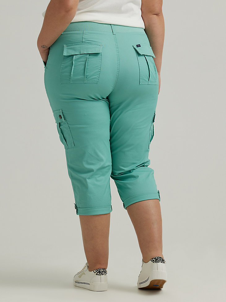 Women's Ultra Lux with Flex-To-Go Relaxed Cargo Capri (Plus) in Dusty Jade alternative view