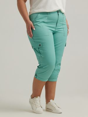 Vetinee Women's Cropped Denim Pants Casual Summer Wide Leg Capri Pants Size  2XL Fit Size 20 Size 22 Creme Brulee 