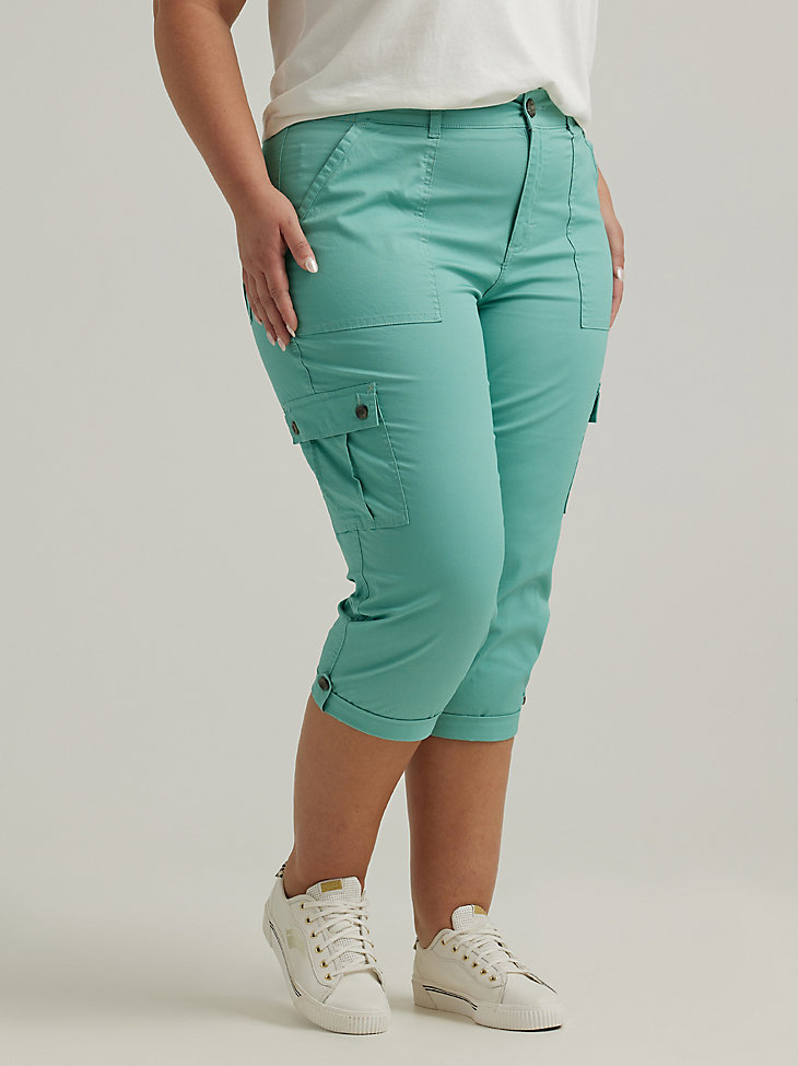 Women's Ultra Lux with Flex-To-Go Relaxed Cargo Capri (Plus) in Dusty Jade main view