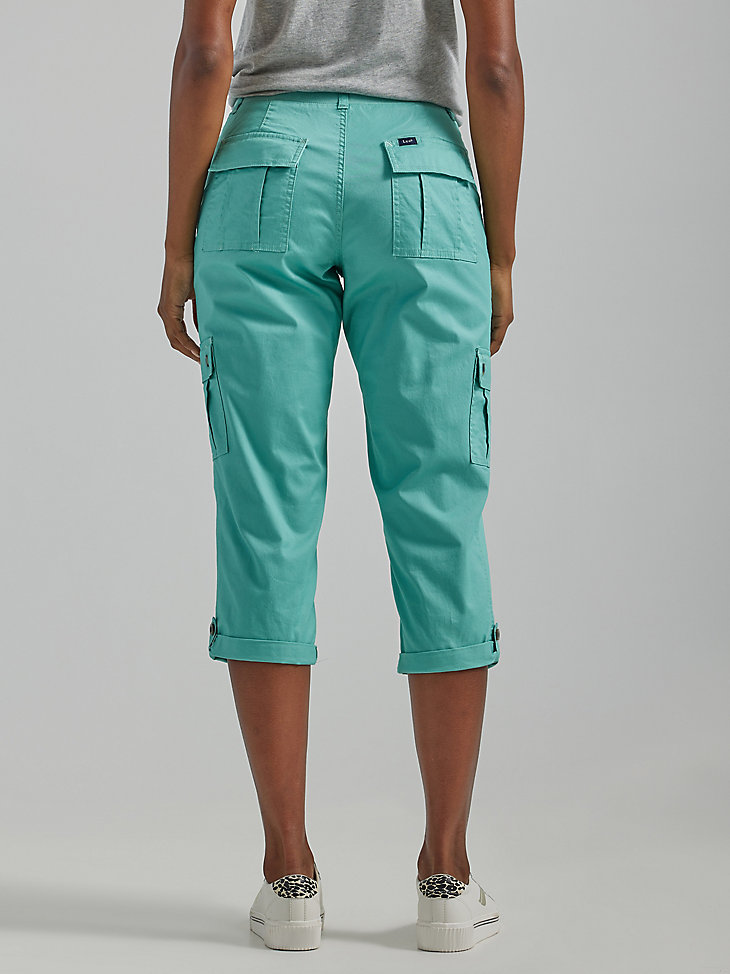Women's Ultra Lux with Flex-To-Go Relaxed Cargo Capri (Petite) in Dusty Jade alternative view