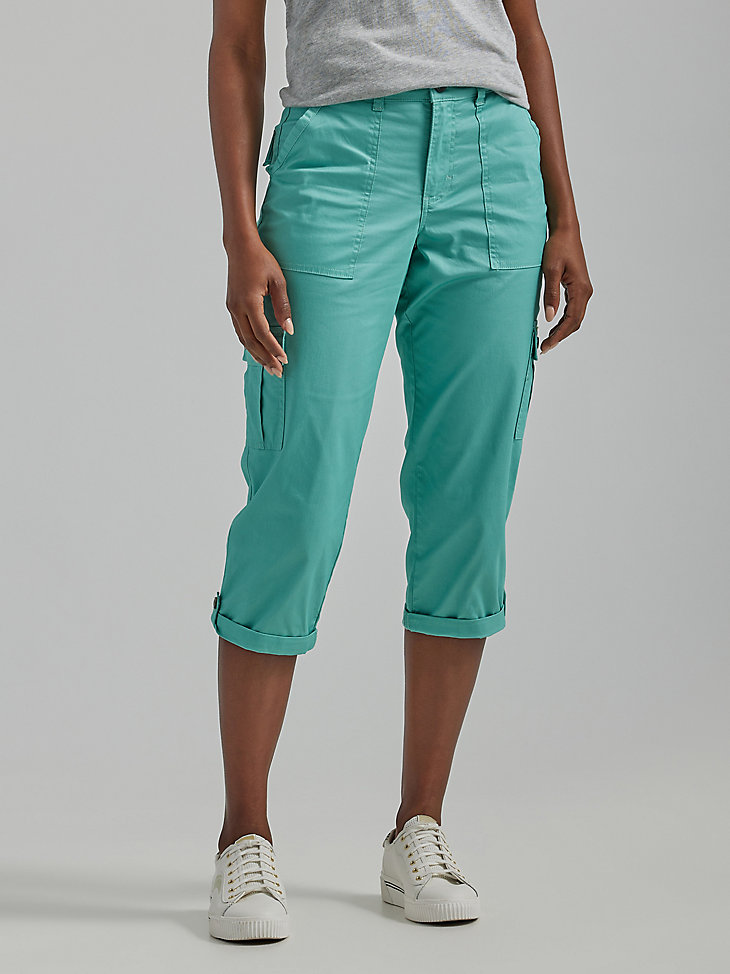 Women's Ultra Lux with Flex-To-Go Relaxed Cargo Capri (Petite) in Dusty Jade main view