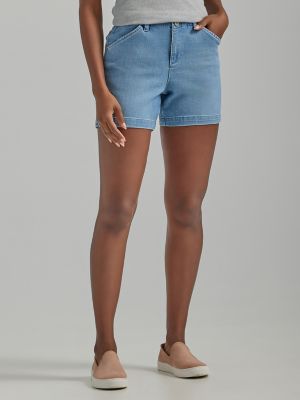 Regular Fit Mid Thigh Cotton Lycra Womens Denim Shorts