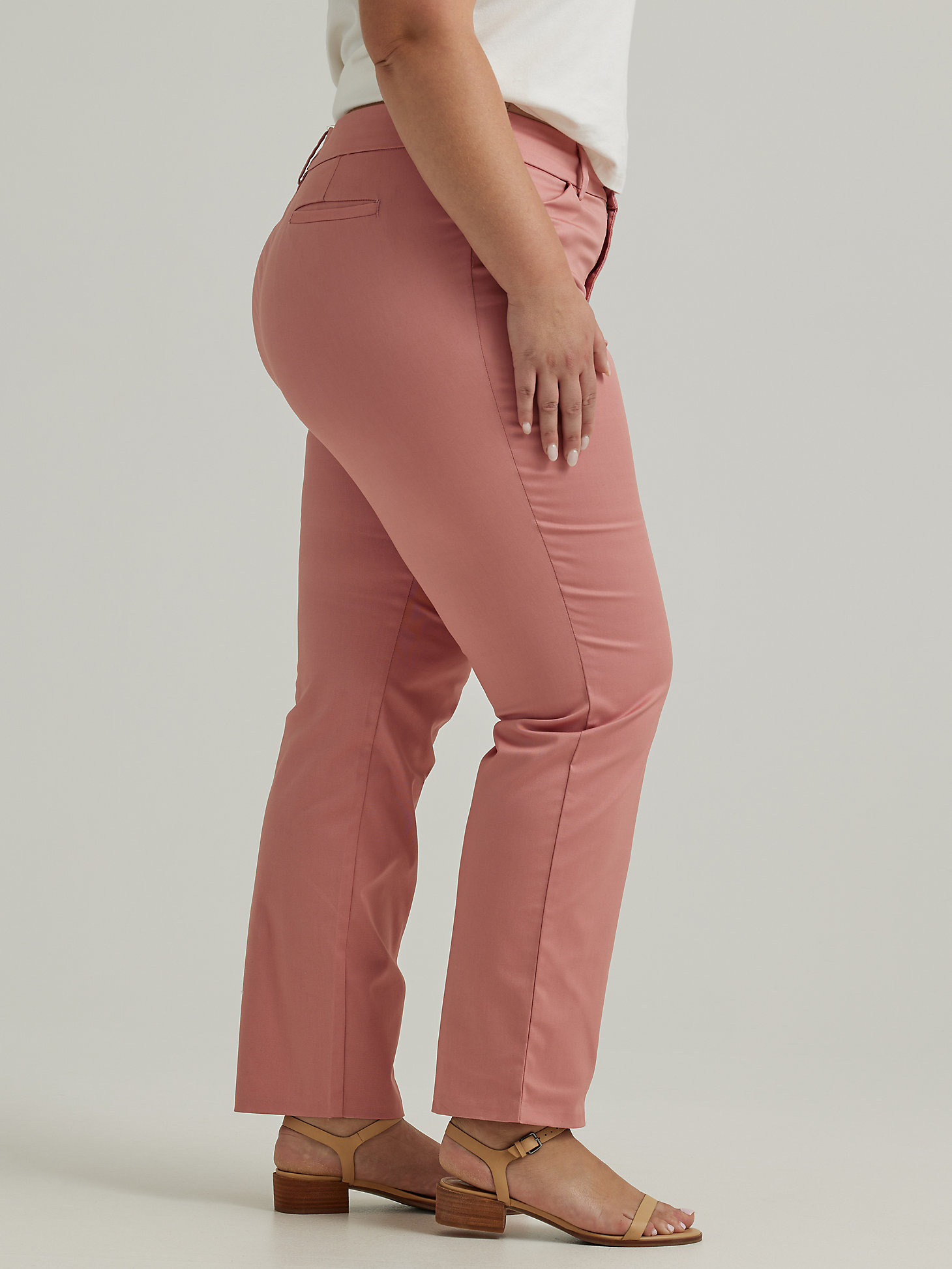 Women's Wrinkle Free Relaxed Fit Straight Leg Pant (Plus) in Mallory Pink alternative view 2