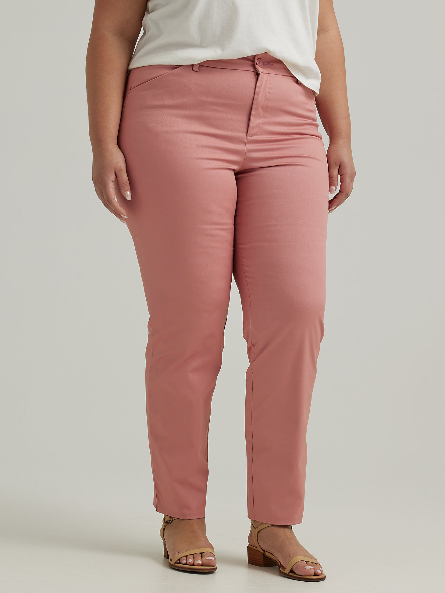 Women's Wrinkle Free Relaxed Fit Straight Leg Pant (Plus) in Mallory Pink main view