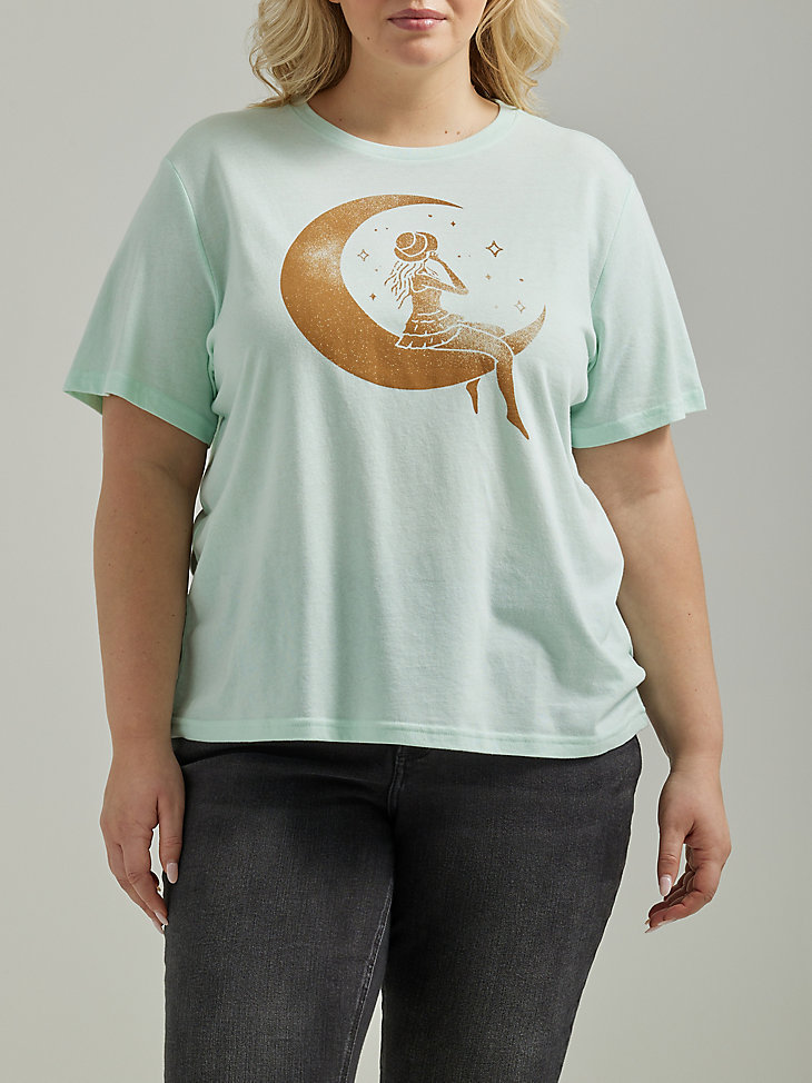 Women's Moon Lady Graphic Tee (Plus) in Seaglass main view