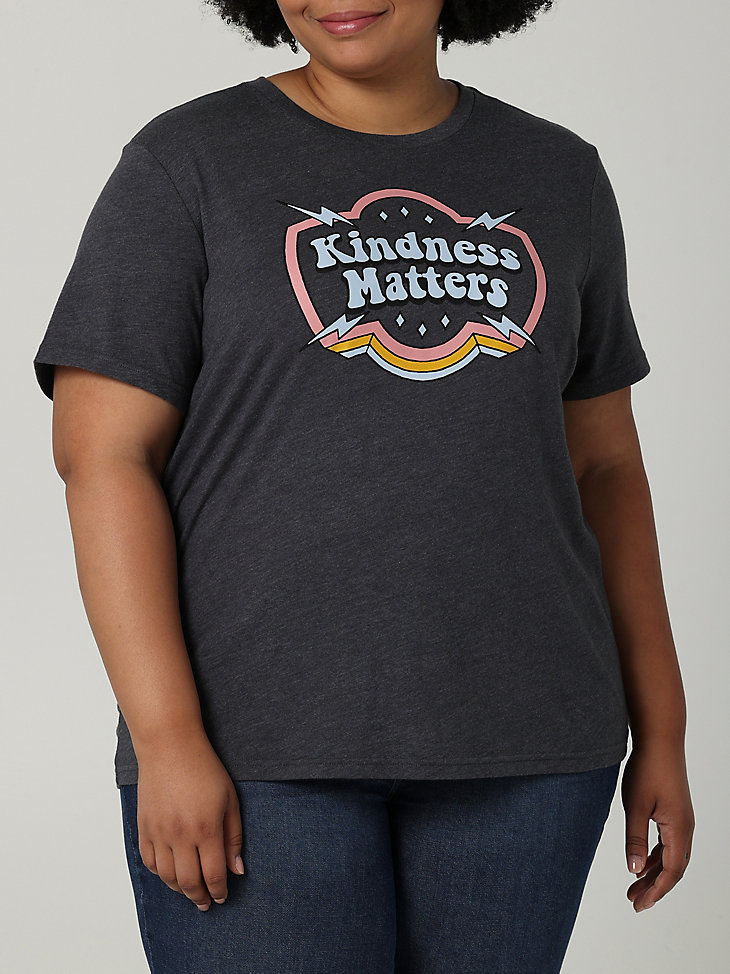 Women's Kindness Matters Graphic Tee (Plus) in Caviar main view