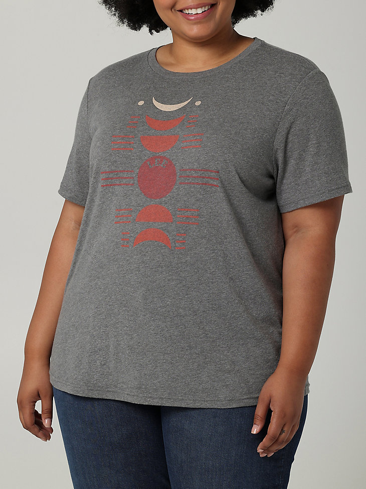 Women's Moon Phases Graphic Tee (Plus) in Graphite main view