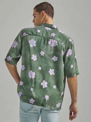 Green floral hot sale shirt mens