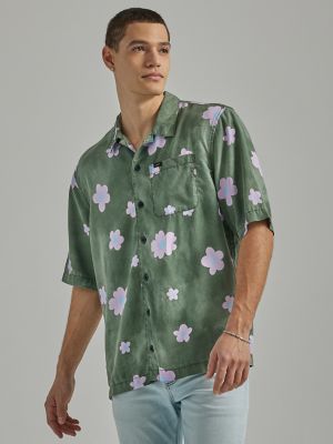 Green floral hot sale shirt mens