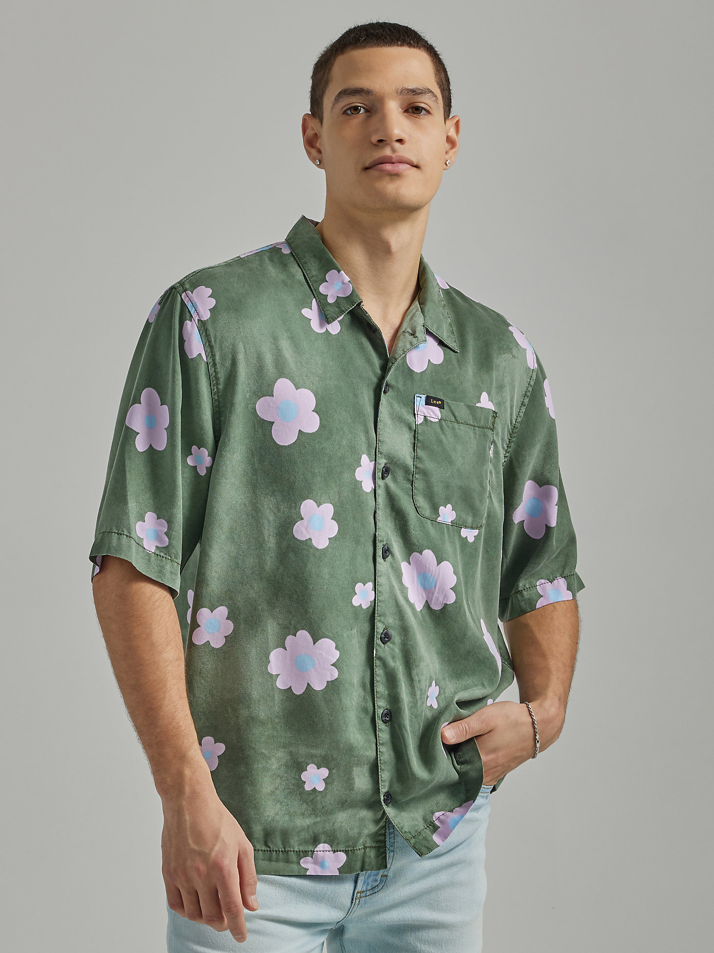 Men's Oversized Floral Shirt in Fort Green Floral main view