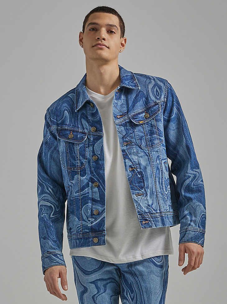 Men's Heritage Marbled Boxy Trucker Jacket in Marble main view