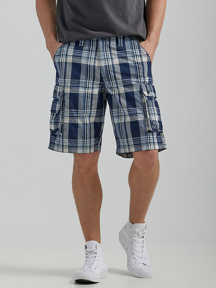 Men's Lee Wyoming Cargo Short in New Blue Plaid main view