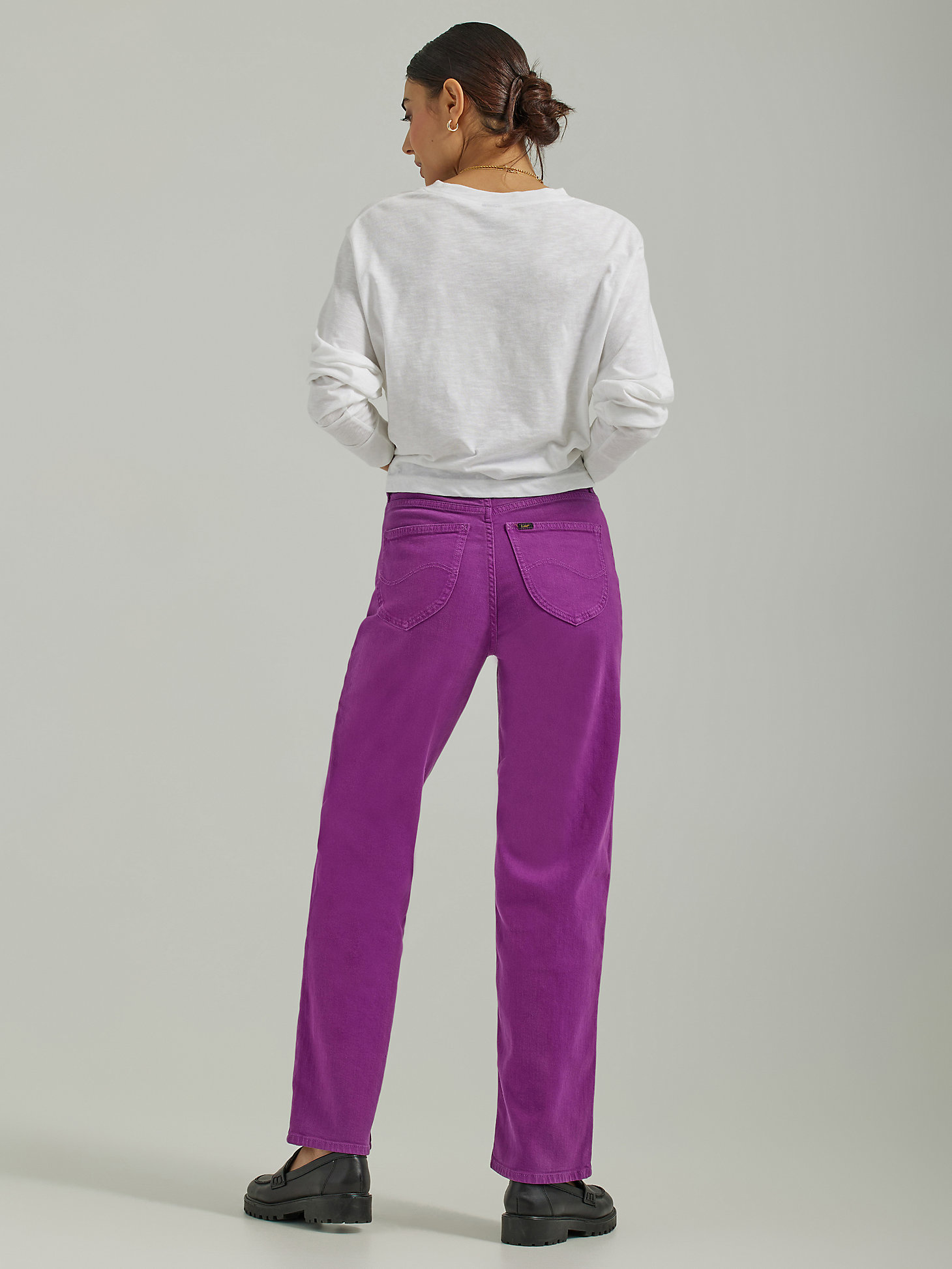 Women's High Rise Wide Leg Colored Ankle Jean in Disco Purple alternative view 1