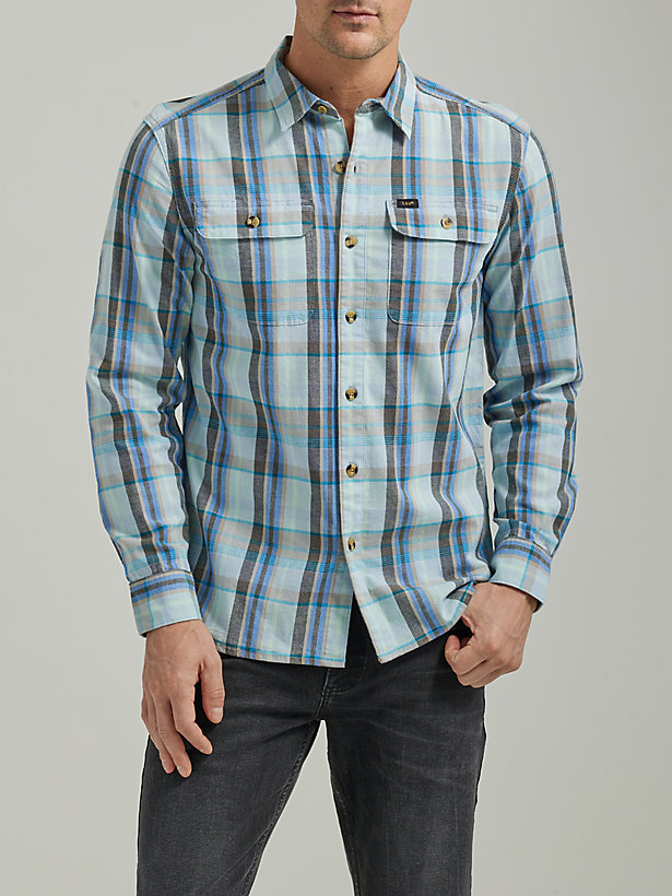 Men's Extreme Motion All Purpose Plaid Button Down Worker Shirt