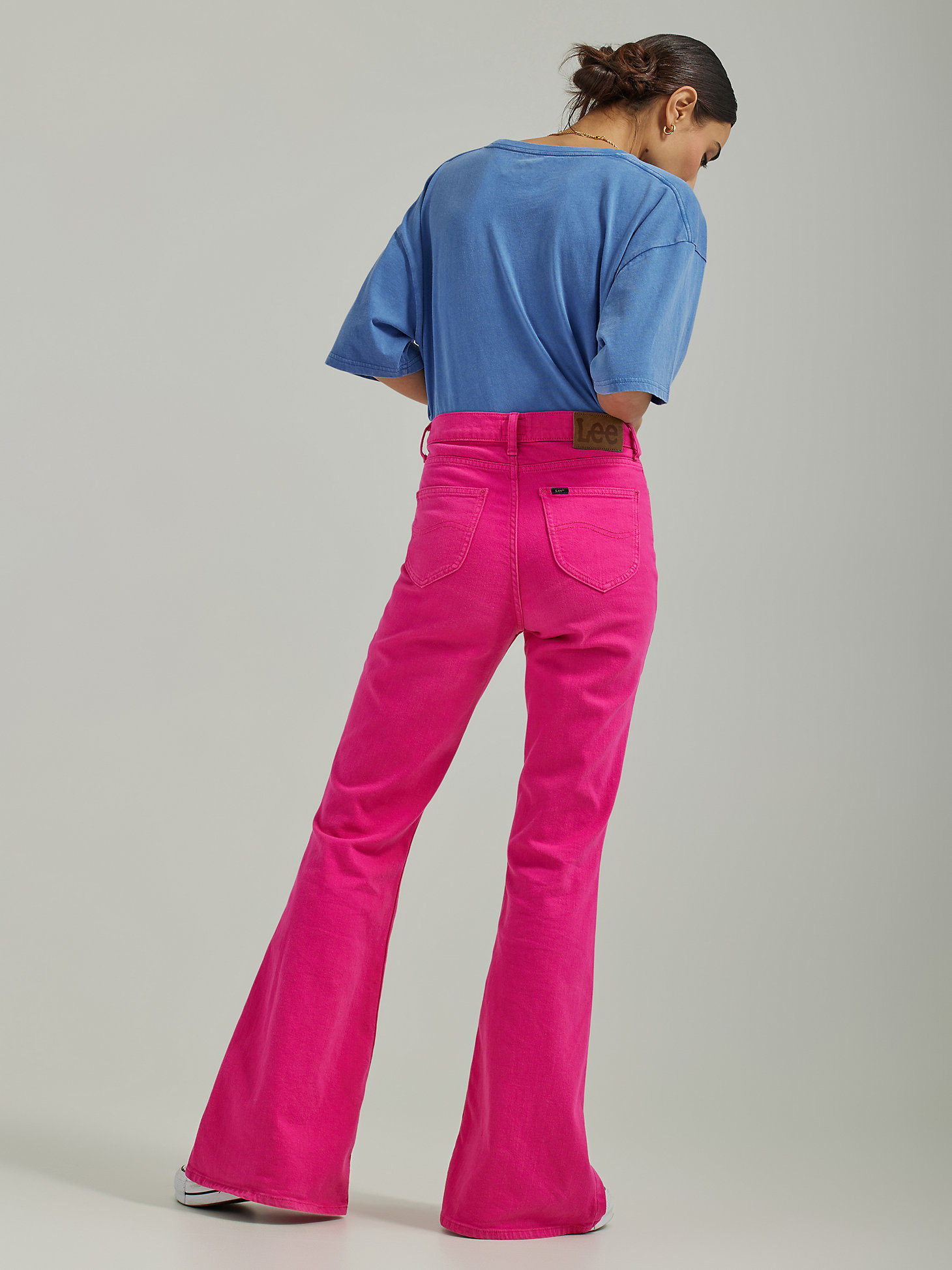 Women's Vintage Modern High Rise Flare Jean in Roxie Pink alternative view 1