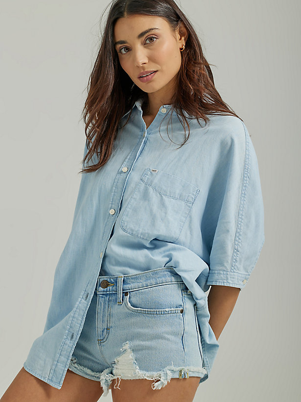Women's Relaxed One Pocket Button Down Shirt